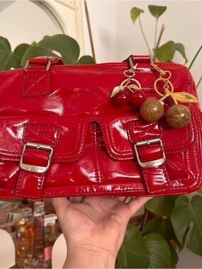 Y2K Michael Kors Red Patent Leather Shoulder Bag  Cherry Charms not included